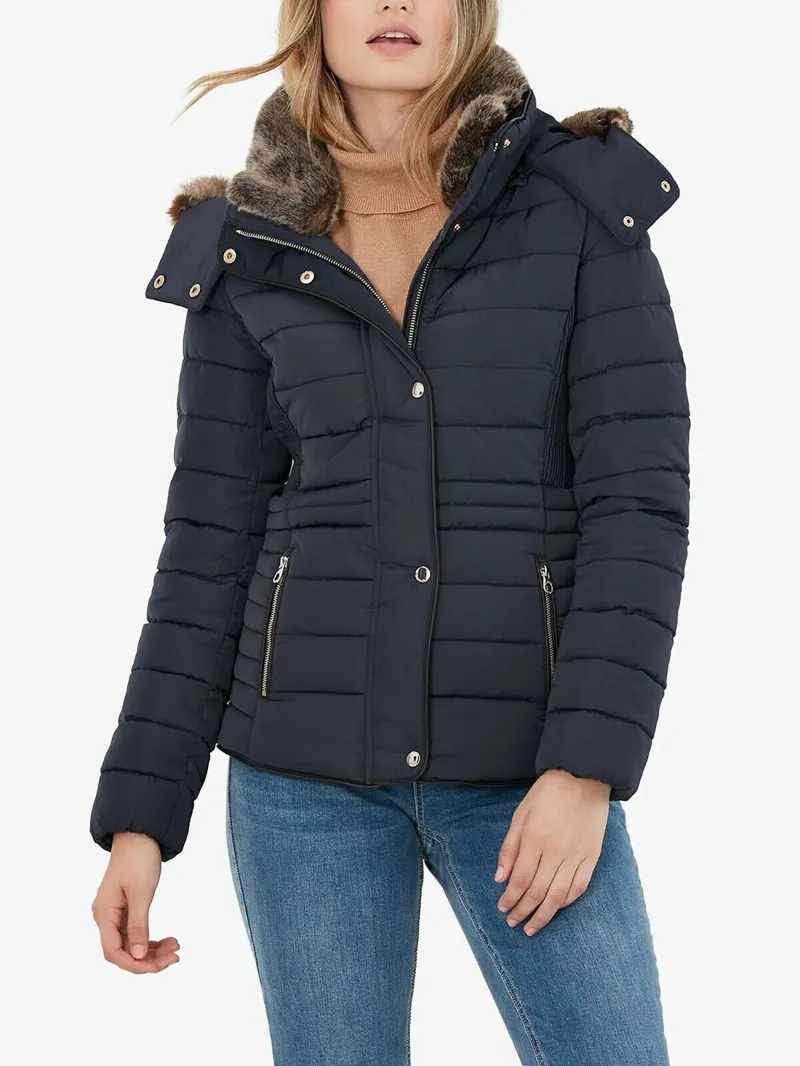 Joules Ladies Gosway Chevron Quilted Marine Navy Jacket
